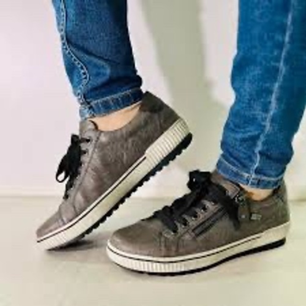 Remonte Maditta D0700 Leather Sneakers 40 Metallic Gray Brown Comfort Walking - Picture 1 of 10